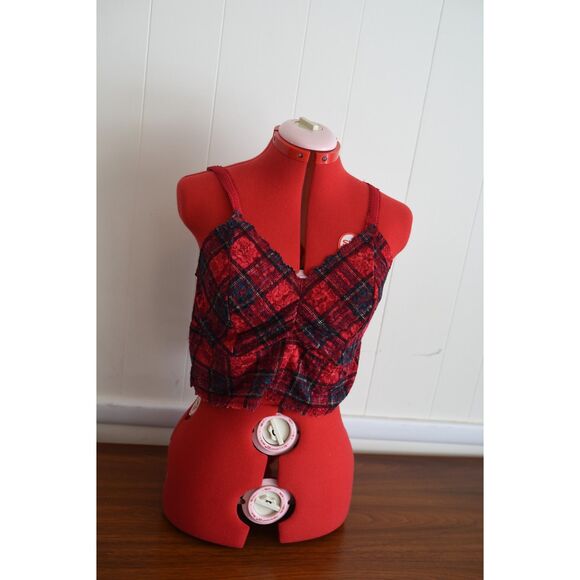 Torrid 2 Curve Tartan Plaid Red Green Bra Bralette Lace - Picture 3 of 7